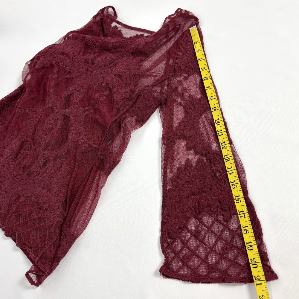 Burgundy Red Lace Shirt and Camisole – Medium - Picture 11 of 16